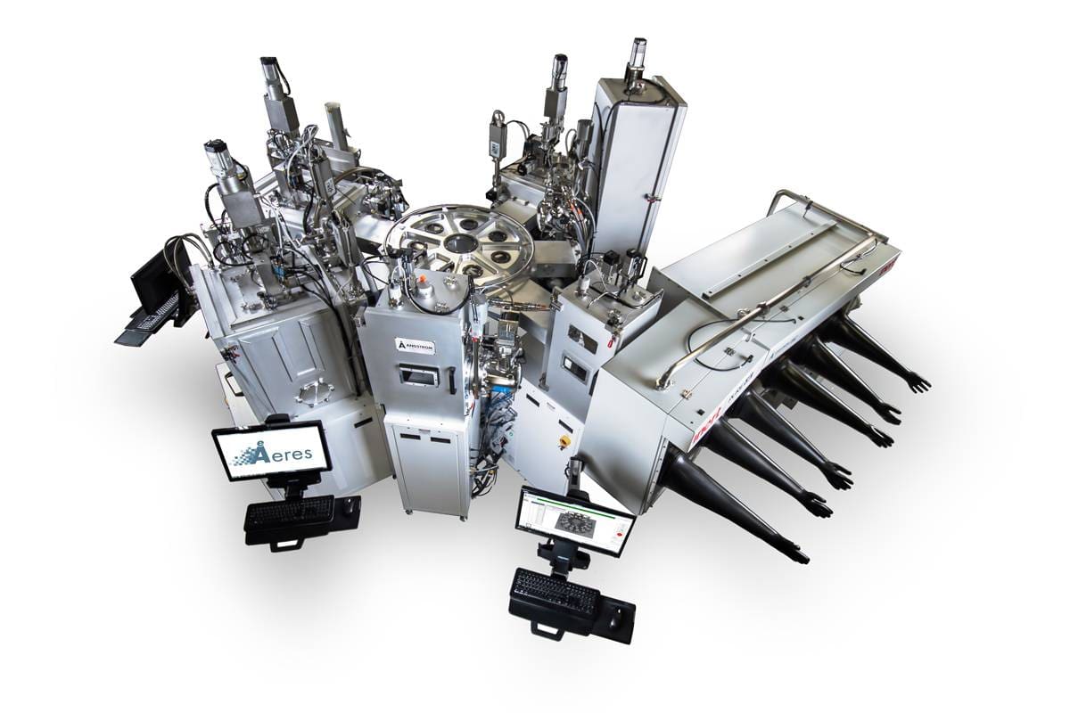 Cluster physical vapor deposition system with multiple vacuum chambers and glovebox